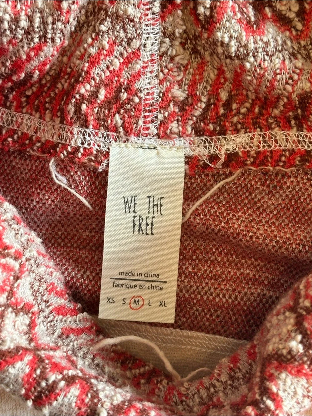 Free People Cream Cowl Neck Sweater with Rust Trim